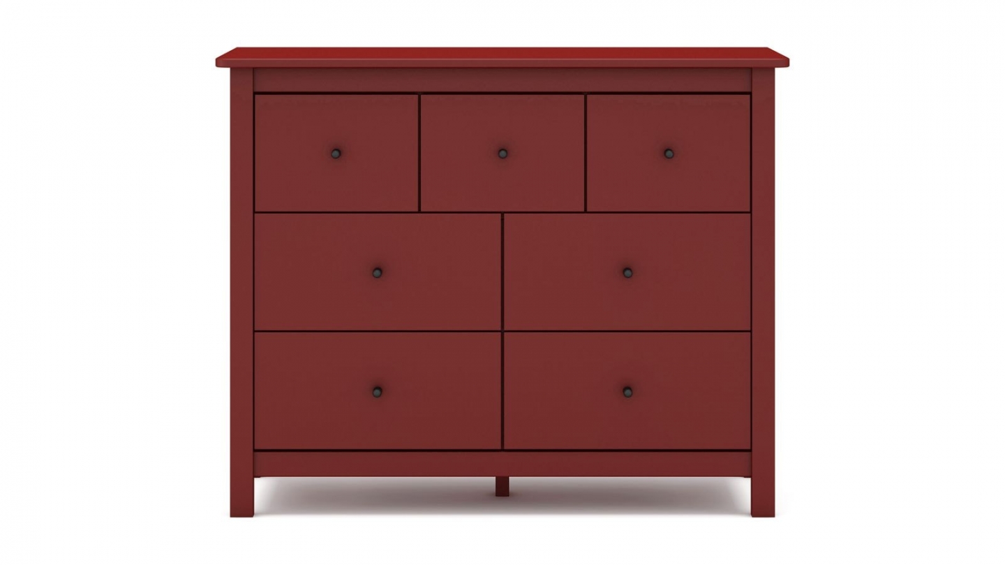 Commode 7 tiroirs en bois massif rouge 110 cm - Macha