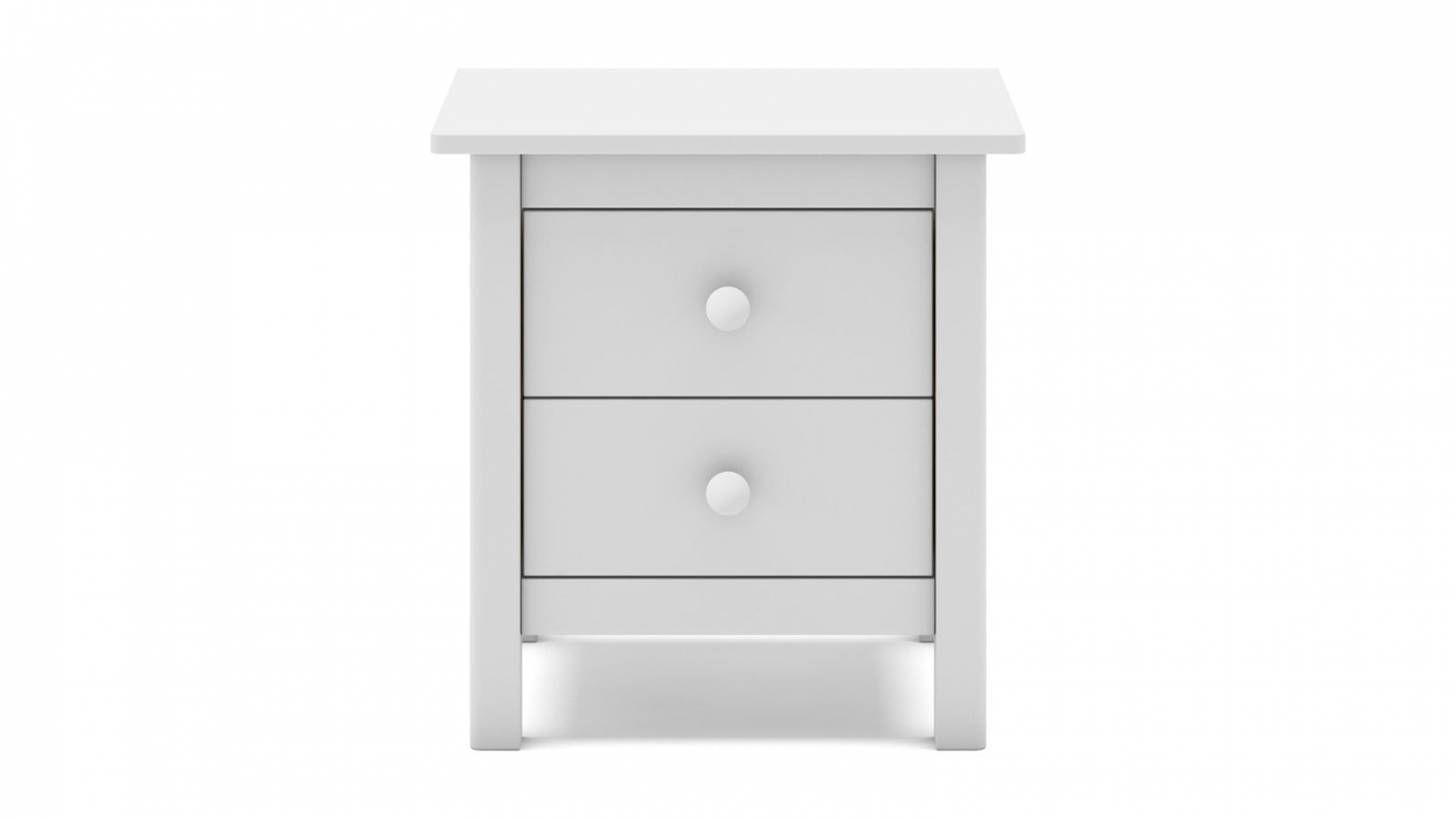 Table de chevet enfant 2 tiroirs en bois massif blanc - Melvin