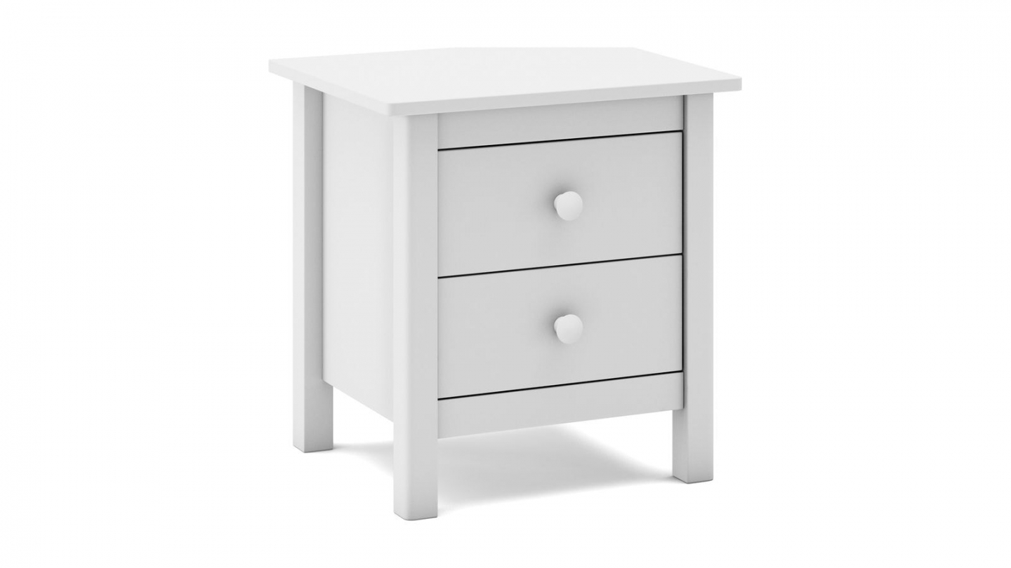 Table de chevet enfant 2 tiroirs en bois massif blanc - Melvin