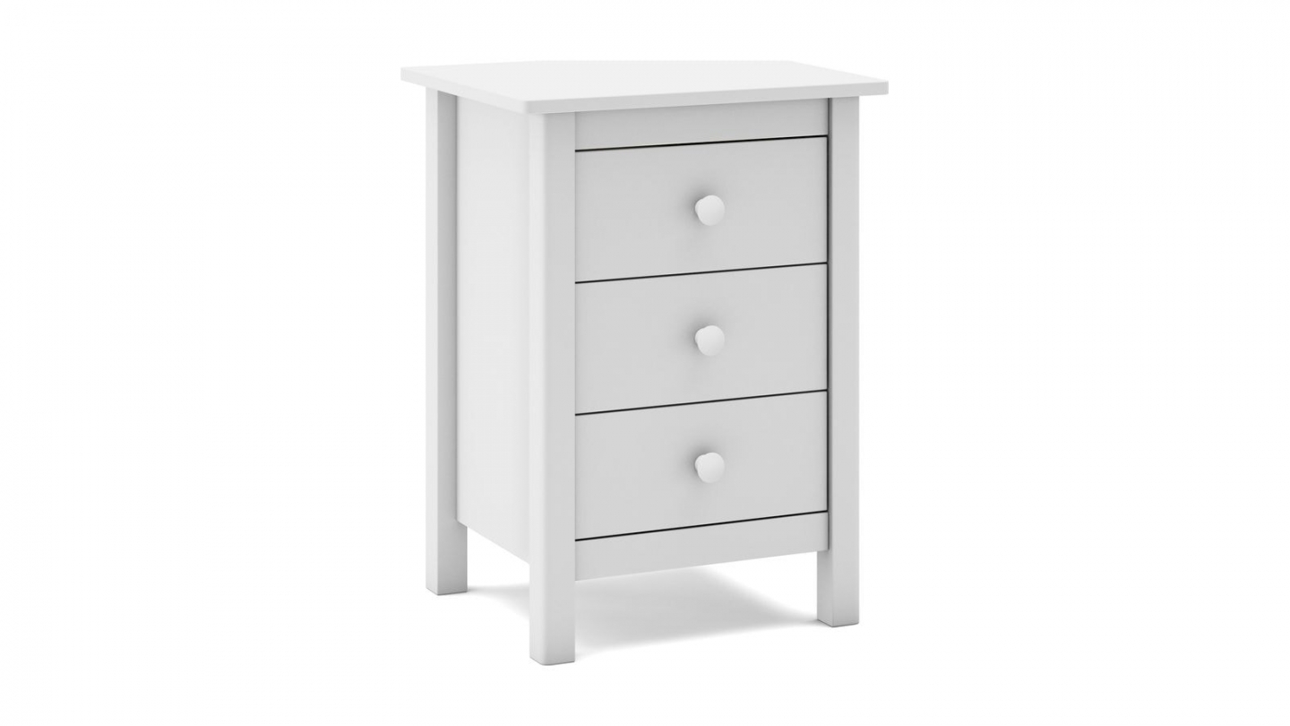 Table de chevet enfant 3 tiroirs en bois massif blanc - Melvin