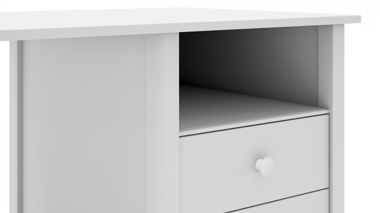 Bureau enfant 3 tiroirs en bois massif blanc 120 cm - Melvin