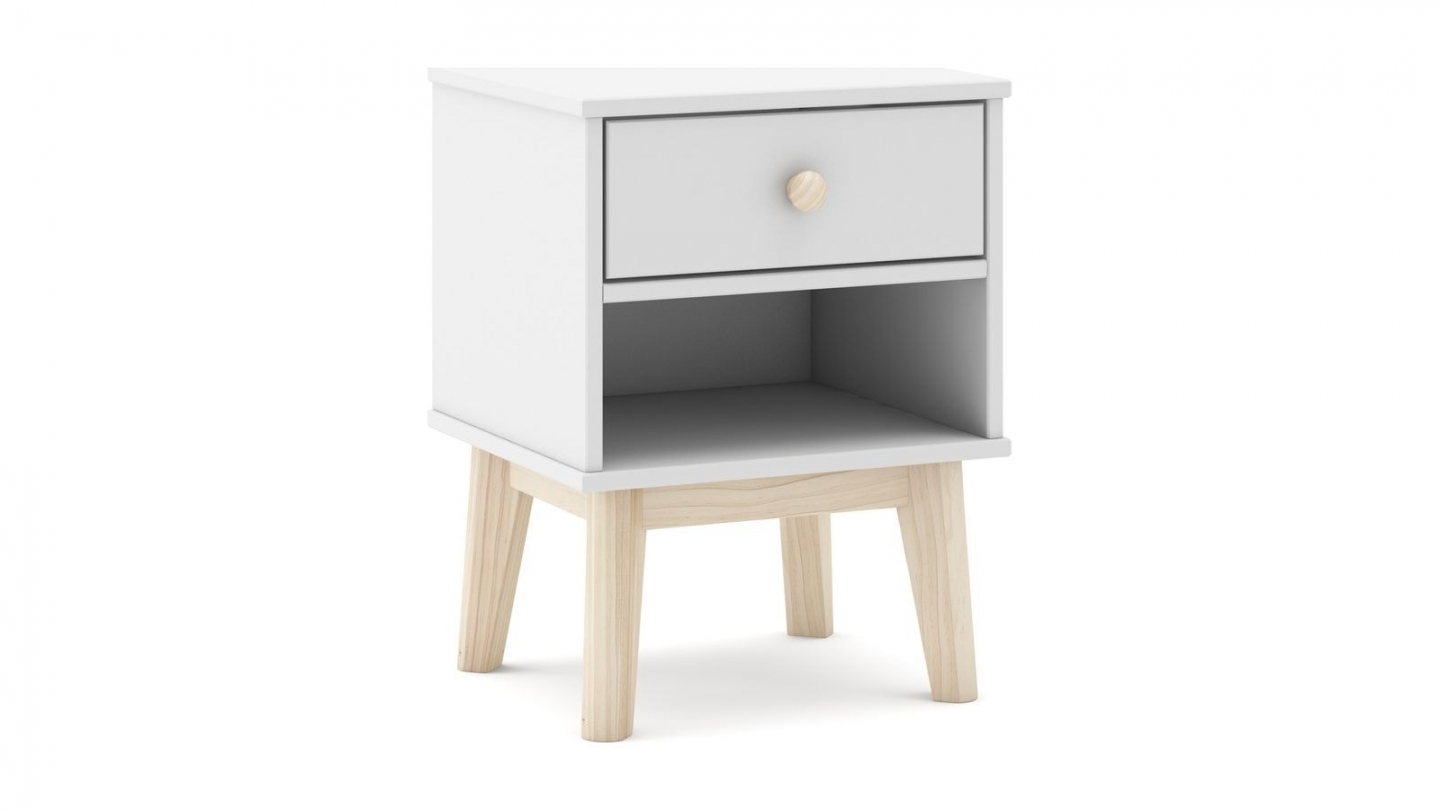 Table de chevet enfant 1 tiroir en bois blanc - Elise