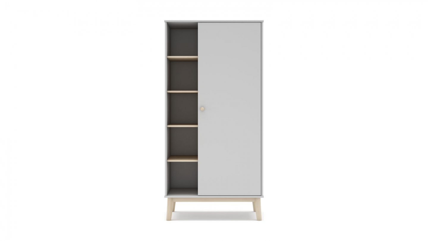 Armoire enfant 1 porte en bois blanc 90 cm - Elise