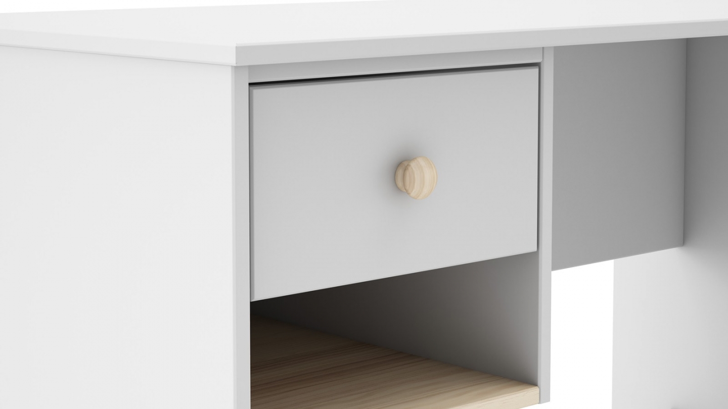 Bureau enfant 1 tiroir en bois blanc 110 cm - Elise