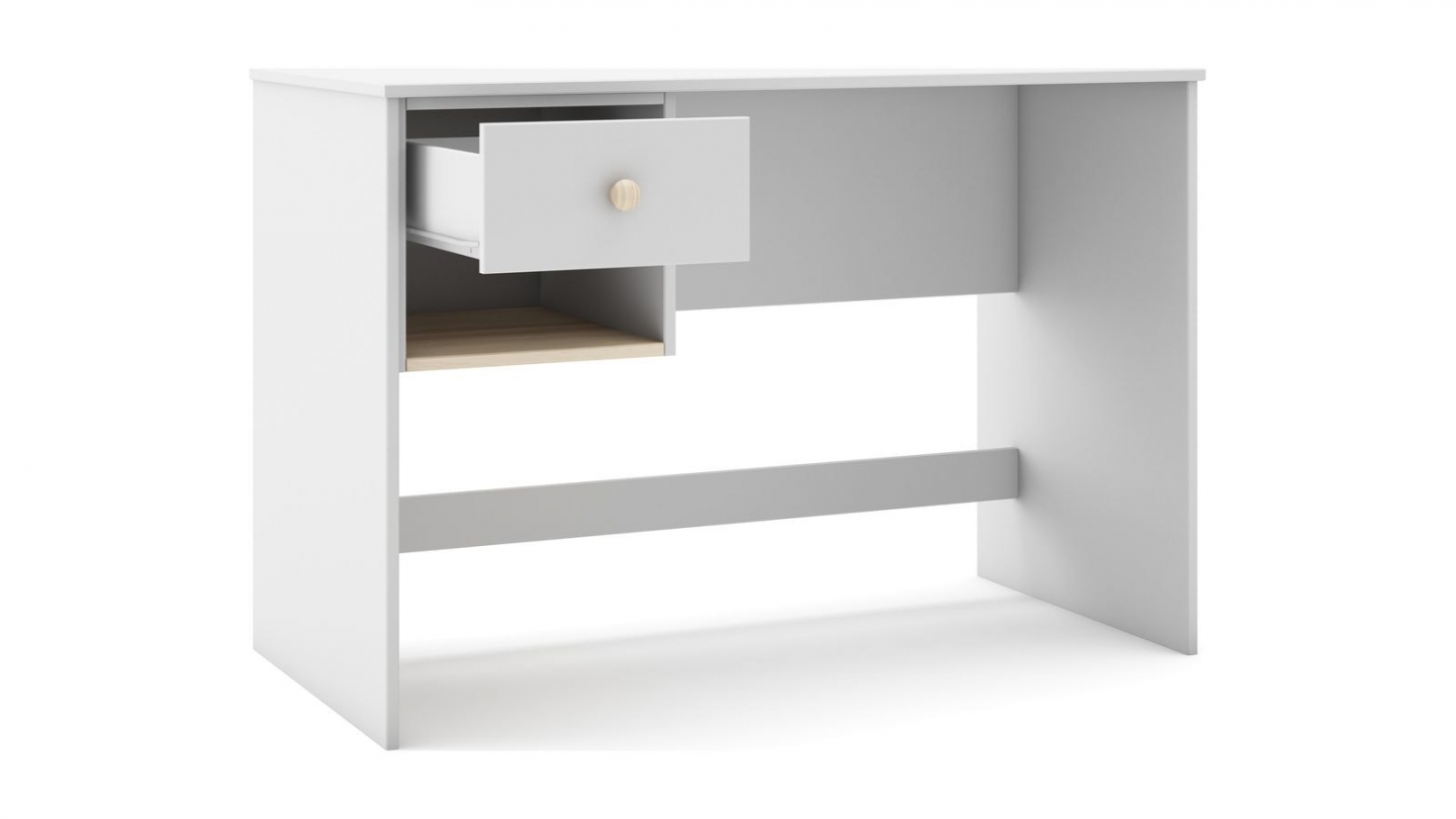 Bureau enfant 1 tiroir en bois blanc 110 cm - Elise