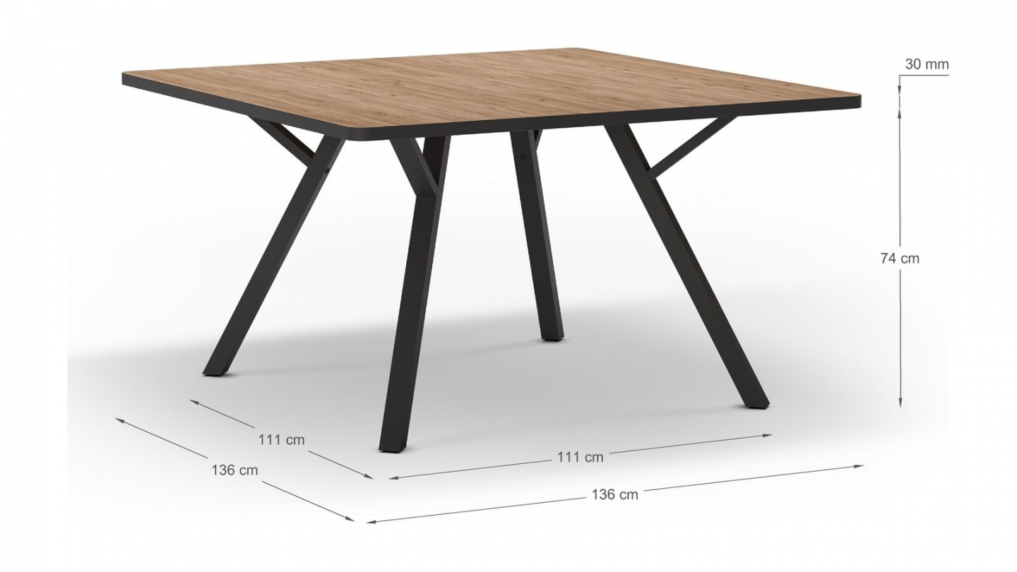 Table à manger carrée effet chêne L136xH77 cm - Brann