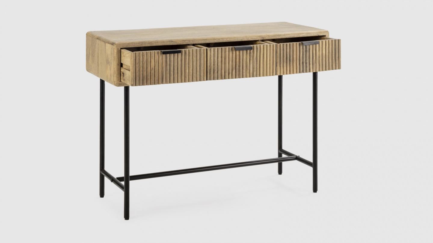 Console 3 tiroirs en bois de manguier 100 cm - Sanja