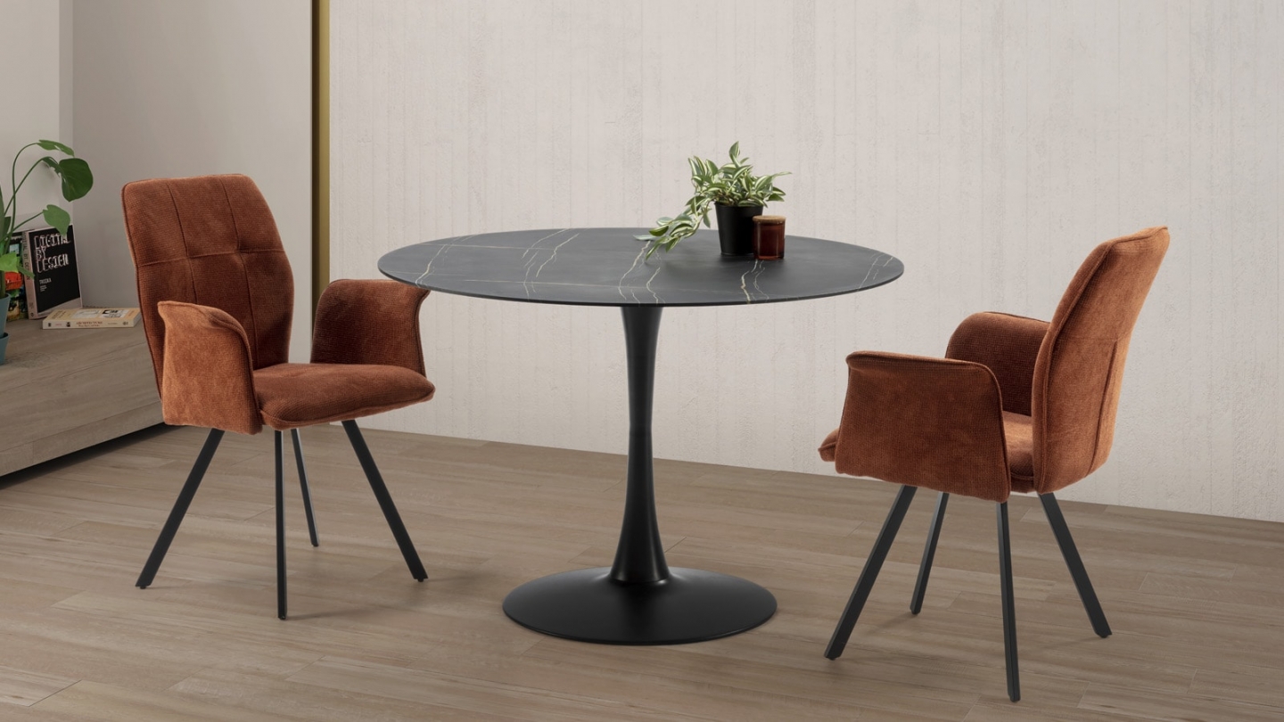 Table à manger ronde noire Ø110xH75 cm - Prima