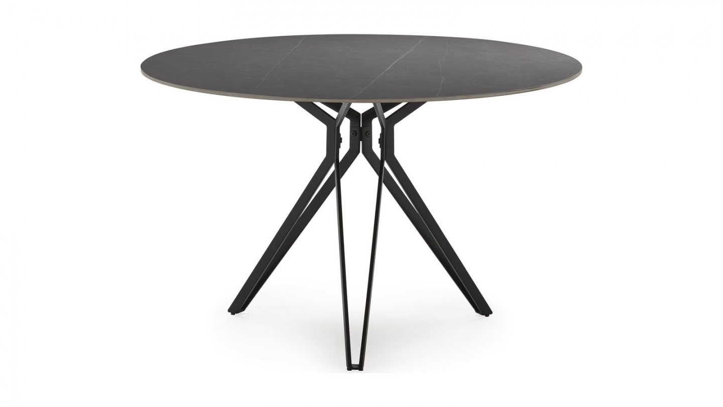 Table à manger ronde en céramique effet ardoise 4 pers. 120 cm - Cuma