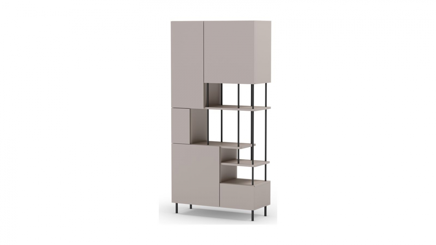 Blibliothèque 5 portes beige H175 cm - Lise