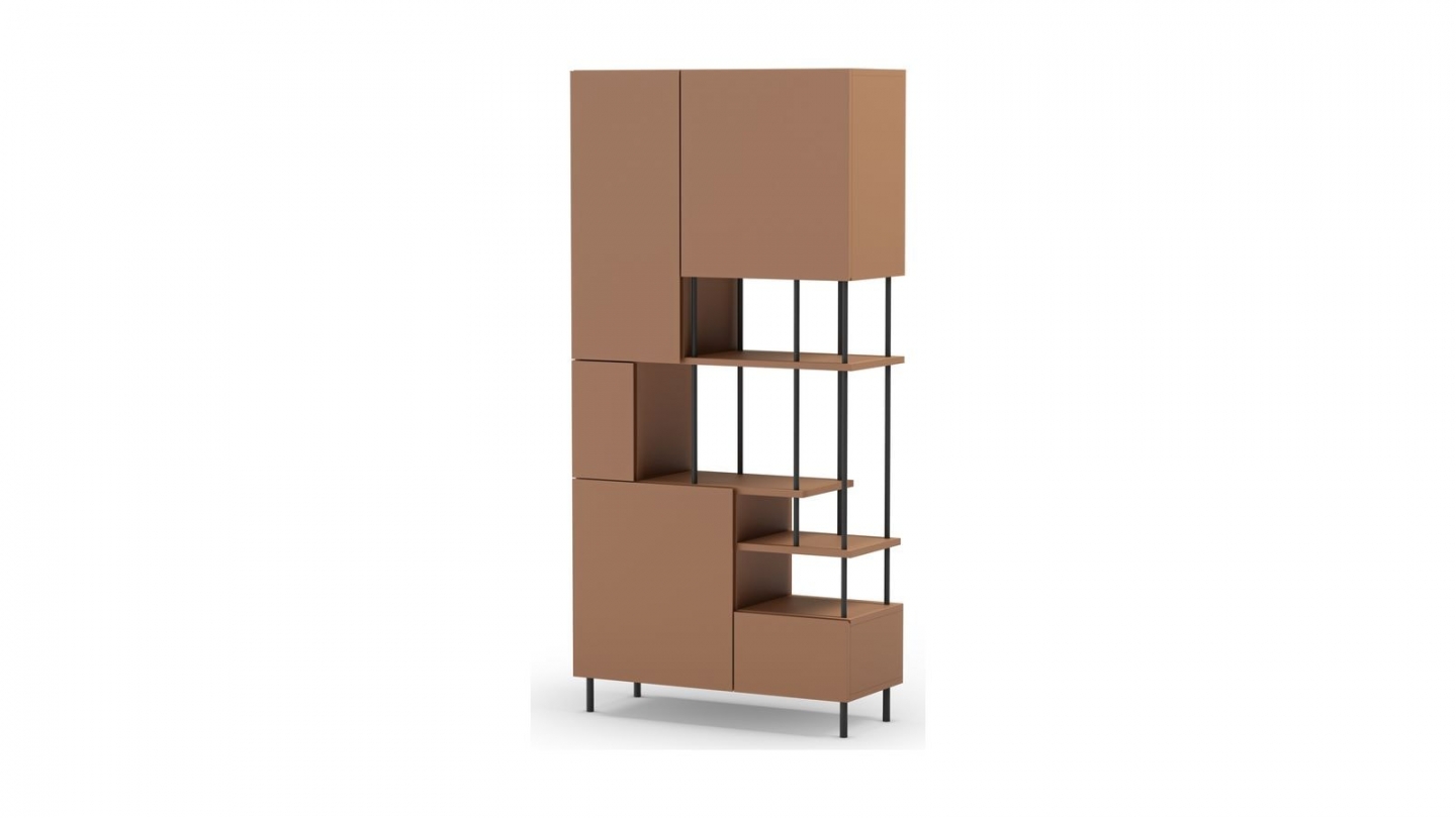 Blibliothèque 5 portes terracotta H175 cm - Lise