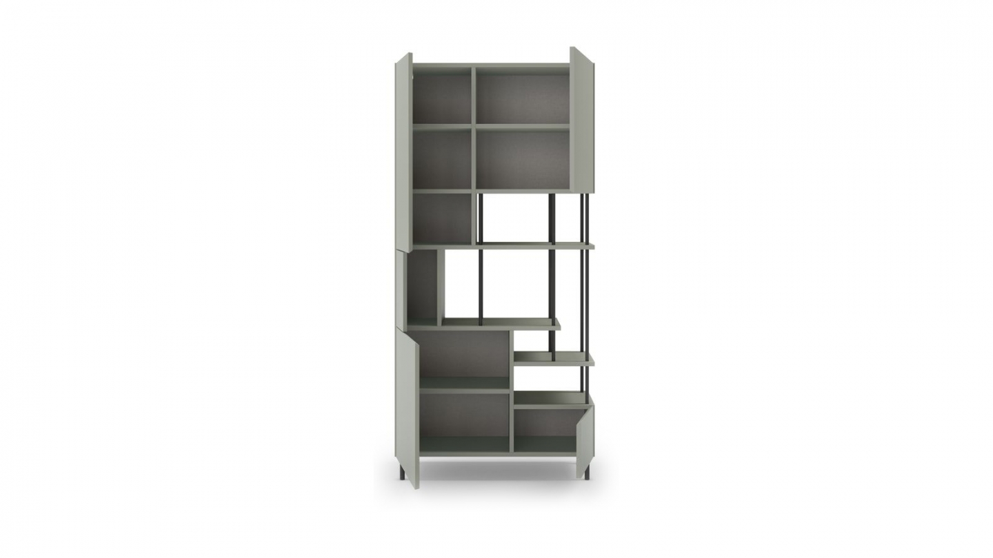 Blibliothèque 5 portes vert H175 cm - Lise