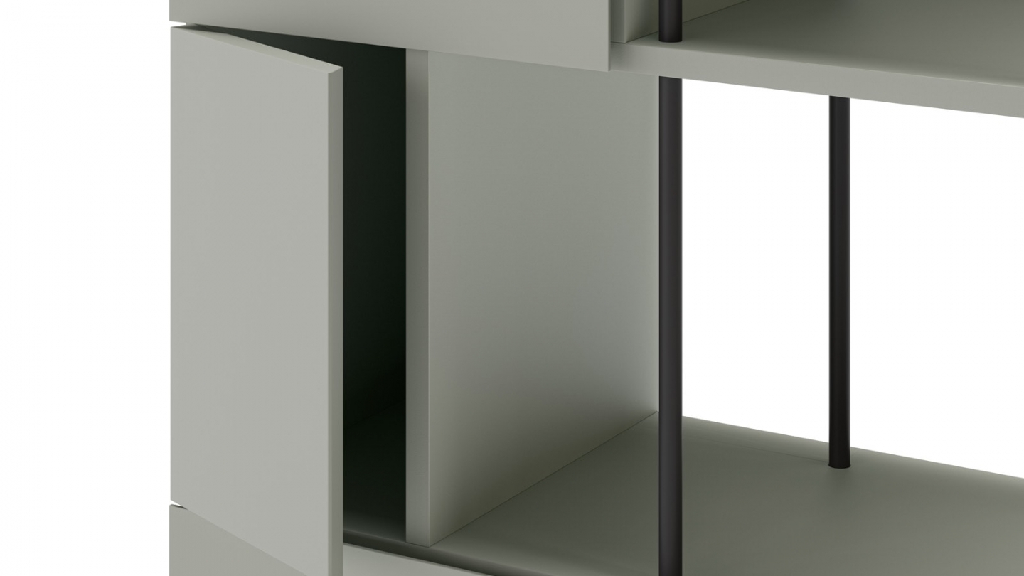 Blibliothèque 5 portes vert H175 cm - Lise