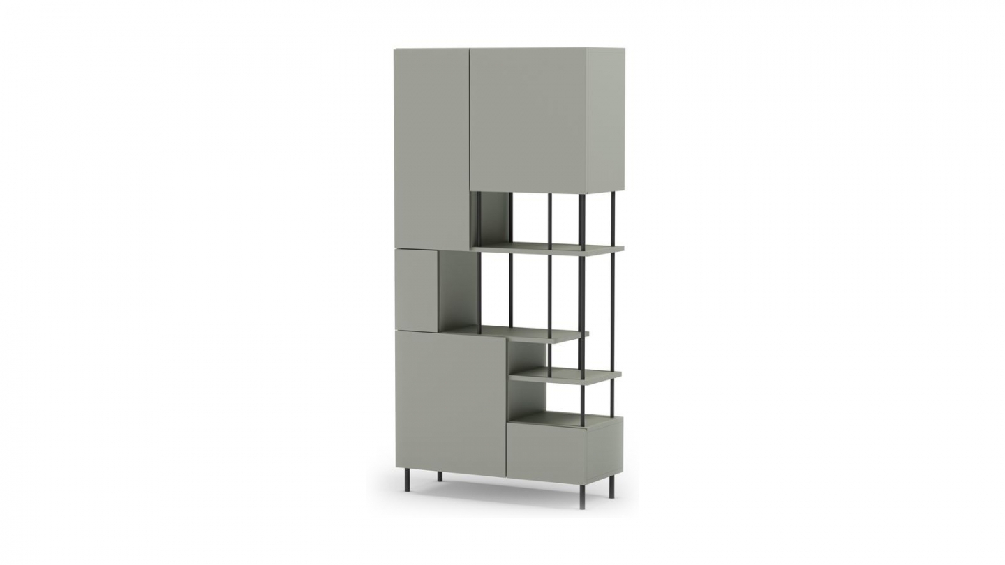 Blibliothèque 5 portes vert H175 cm - Lise