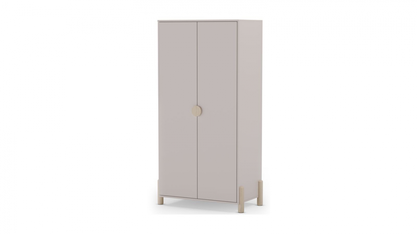 Armoire enfant 2 portes en bois beige 92 cm - Bastien