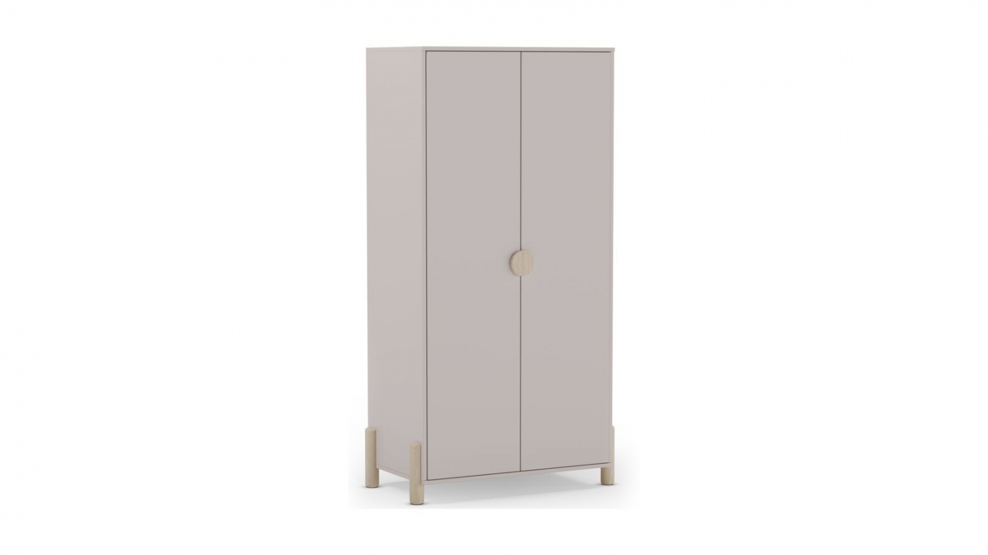 Armoire enfant 2 portes en bois beige 92 cm - Bastien