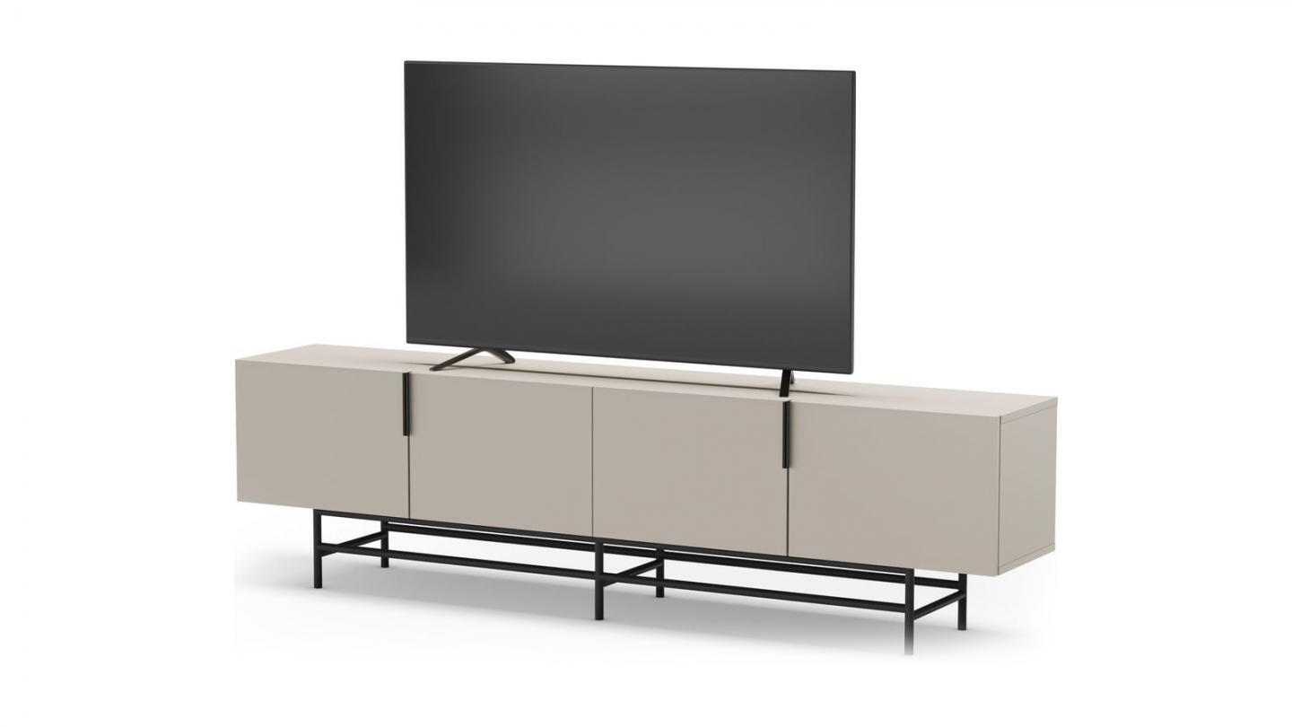 Meuble TV 4 portes beige 200 cm - Clea