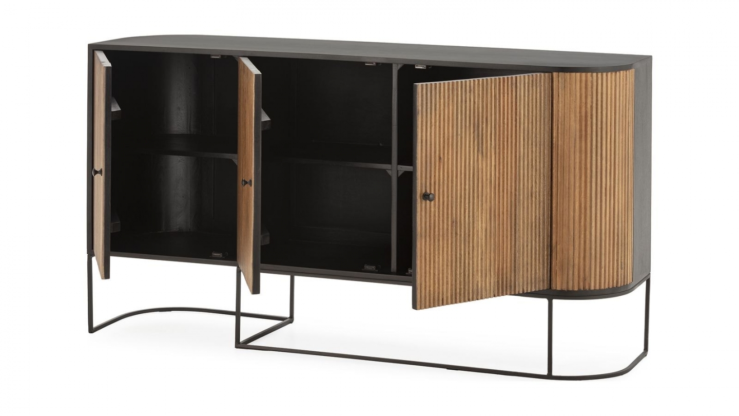 Buffet 3 portes en bois de manguier 165 cm - Cyrus