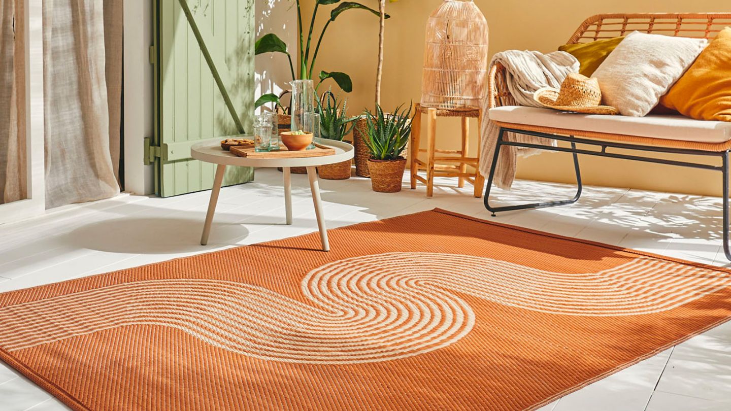 Tapis d’extérieur motif vague terracotta 120x160 cm - Verona