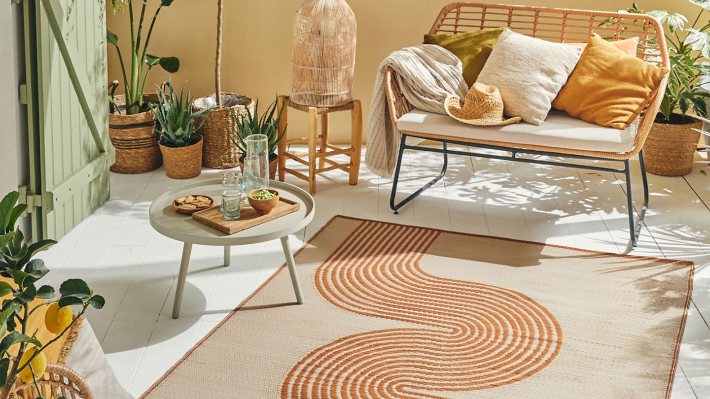 Tapis d’extérieur motif vague terracotta 180x280 cm - Verona