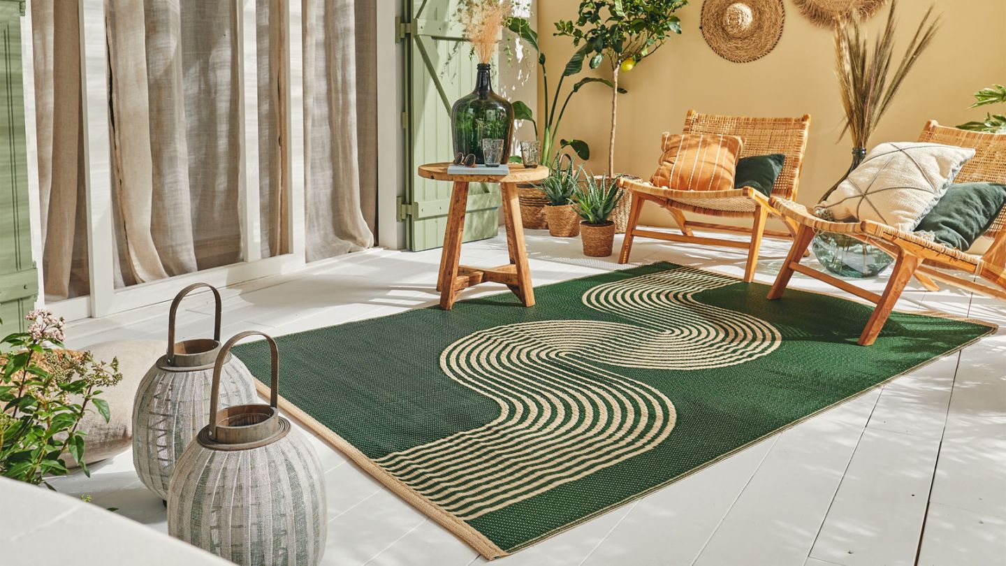 Tapis d’extérieur motif vague vert 150x220 cm - Verona