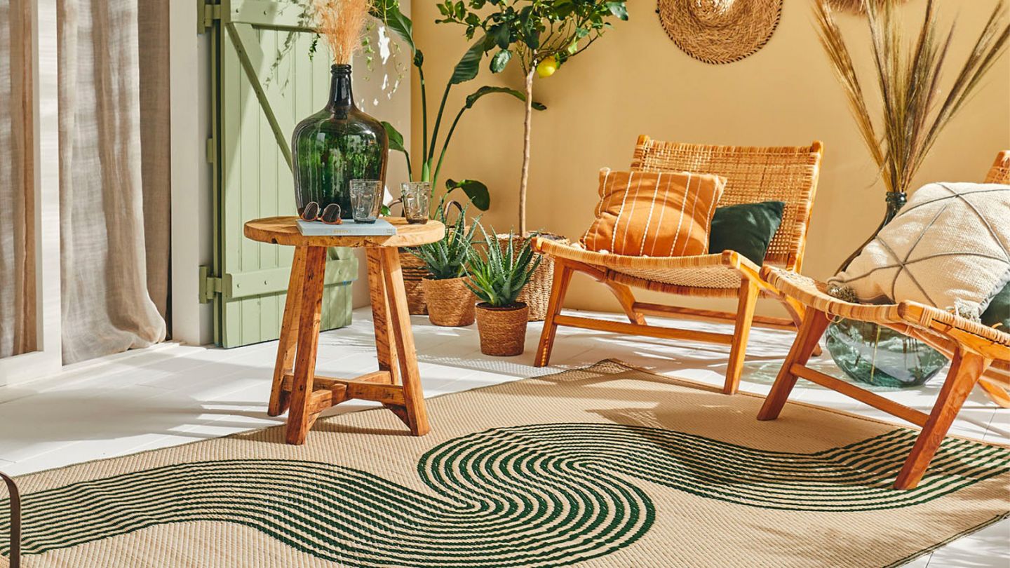 TT Hoe Tapis Intérieur & Extérieur Terrasses Design Géoétrique Pastel