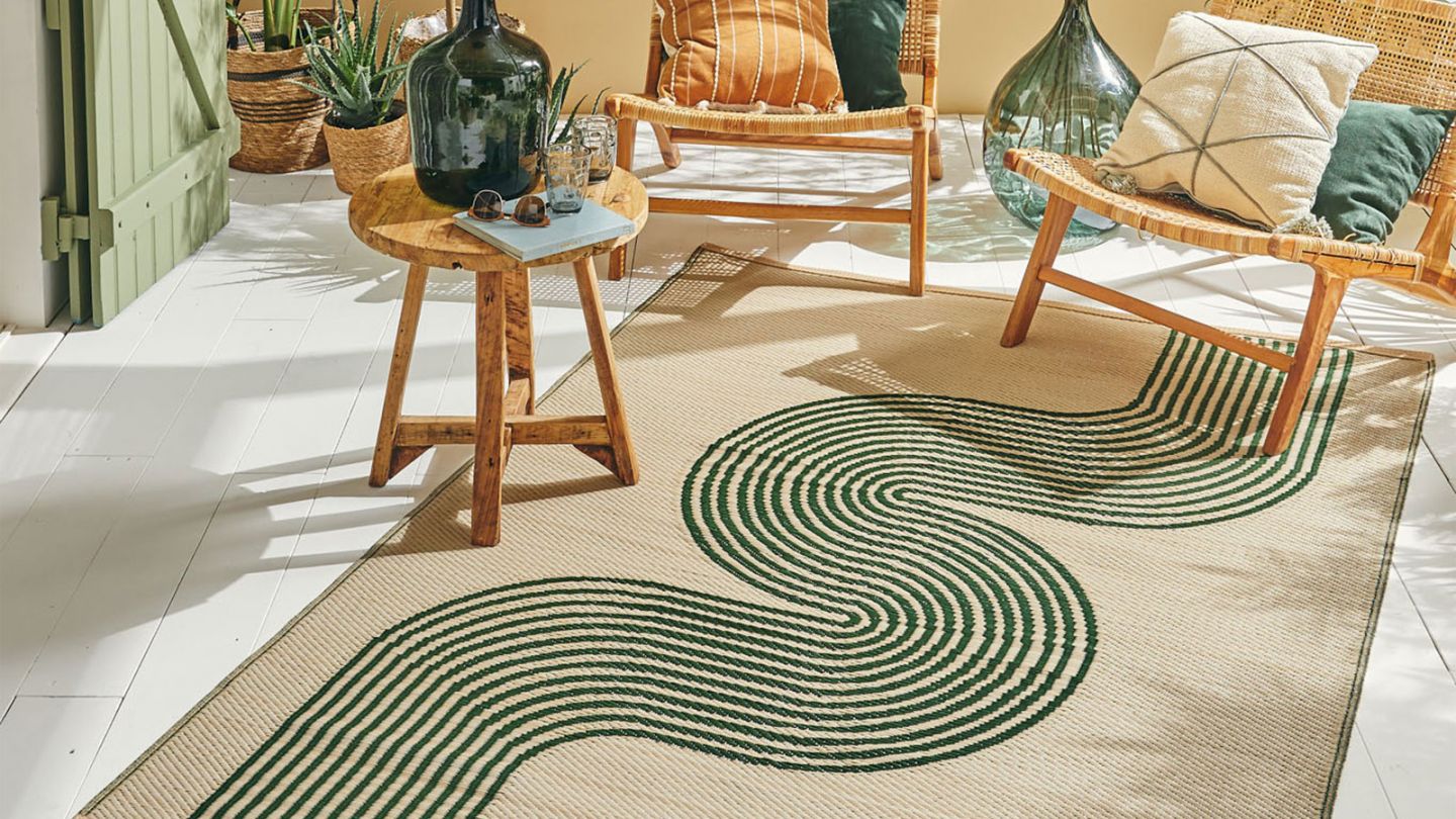 Tapis d’extérieur motif vague vert 150x220 cm - Verona