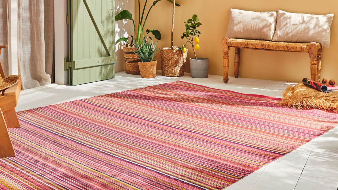 Tapis d’extérieur rayures dégradées rose 150x220 cm - Astrid