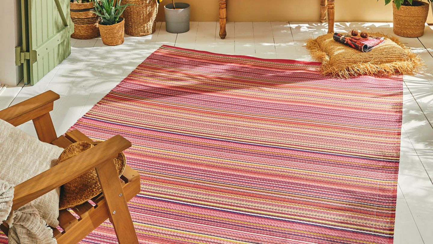 Tapis d’extérieur rayures dégradées rose 150x220 cm - Astrid