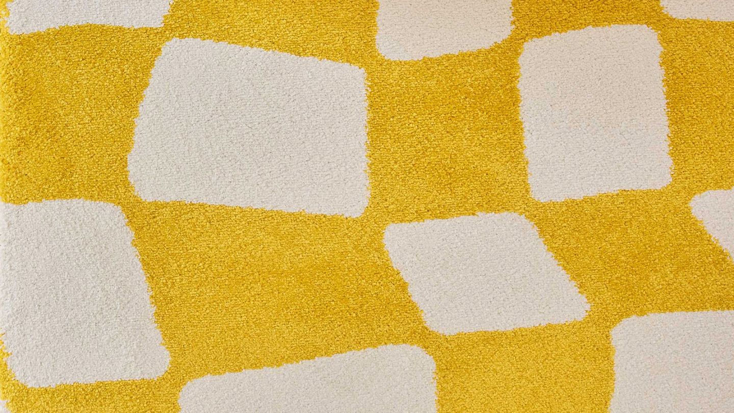 Tapis rétro à damier jaune 160x230 cm - Nahia