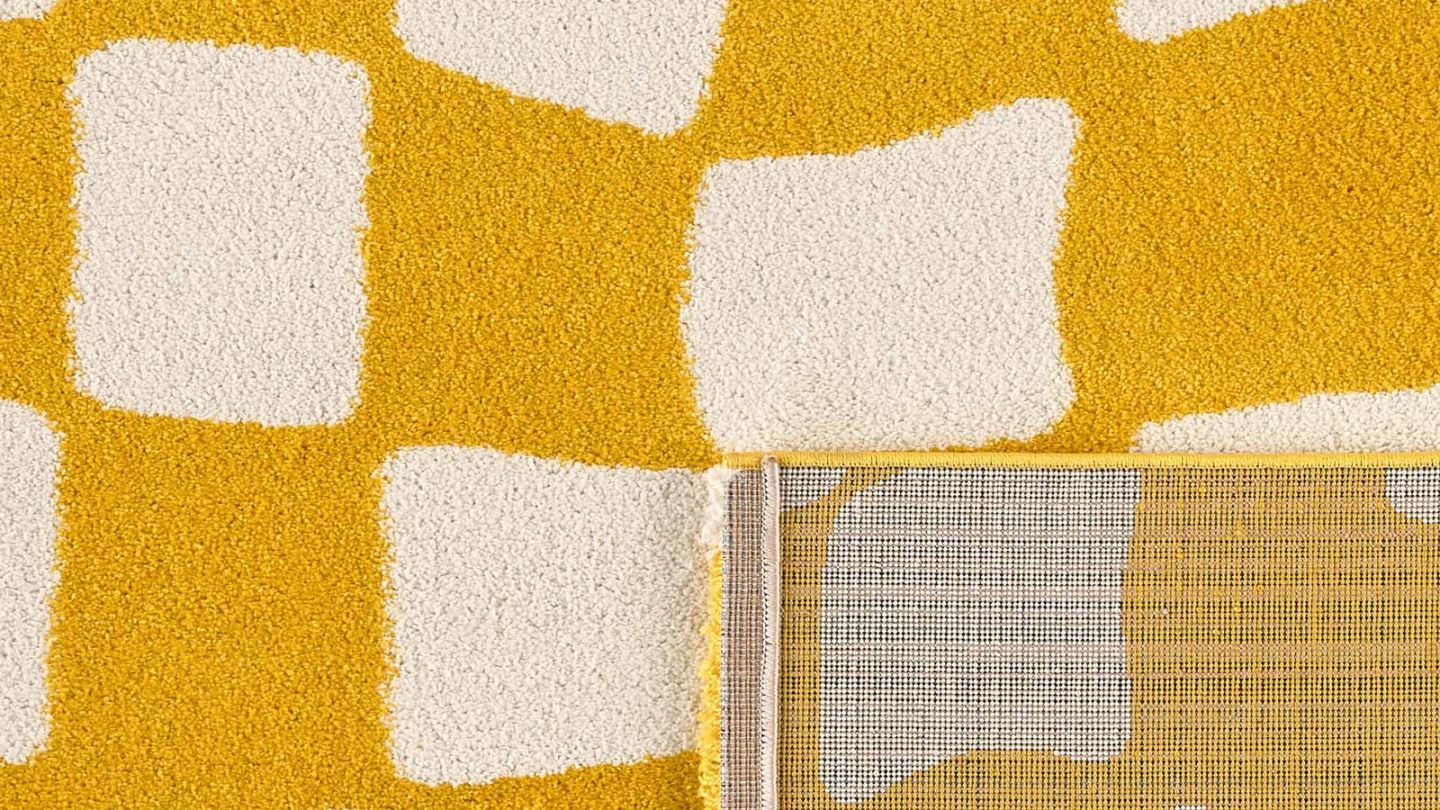 Tapis rétro à damier jaune 160x230 cm - Nahia