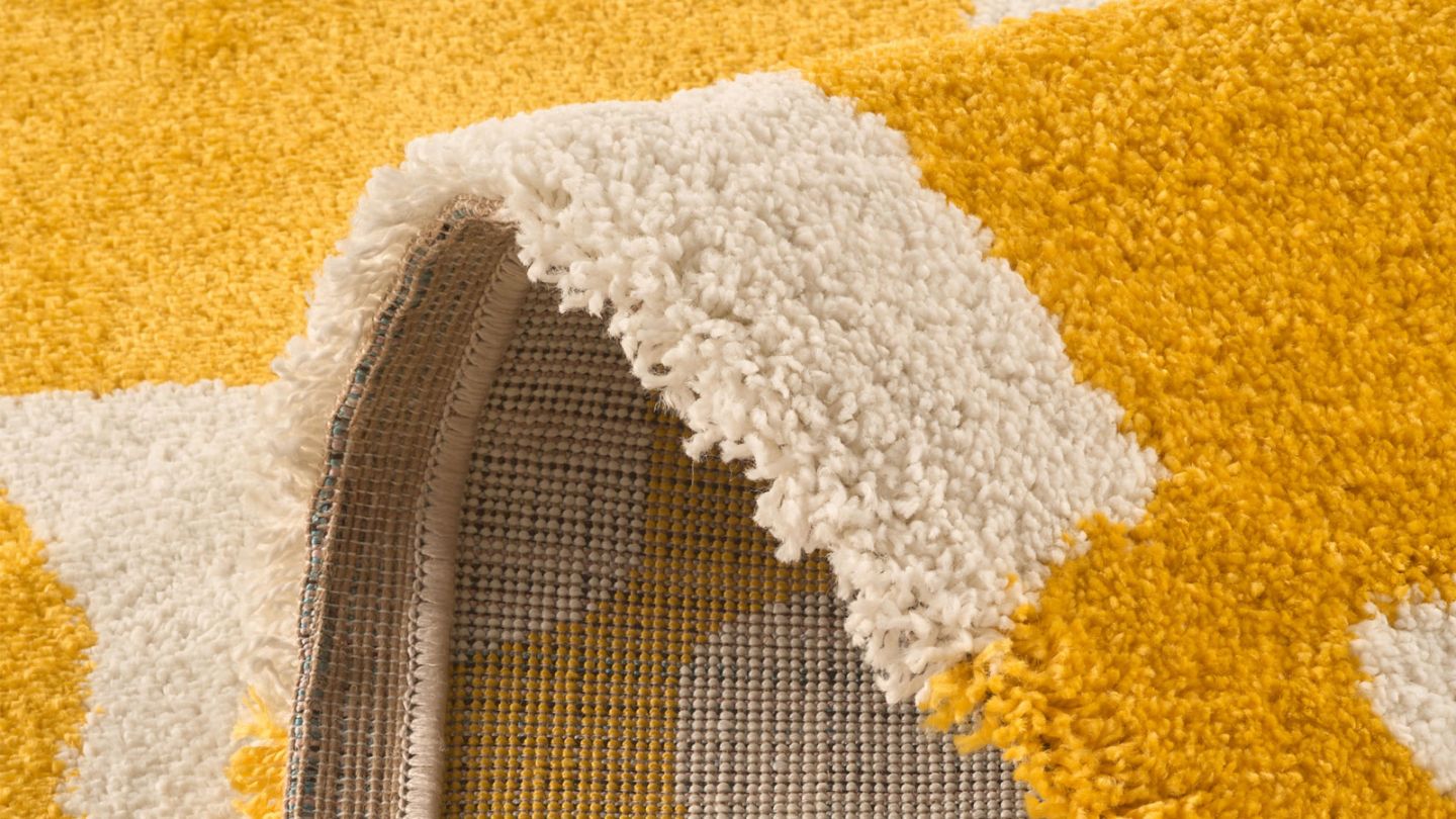 Tapis rétro à damier jaune 200x280 cm - Nahia
