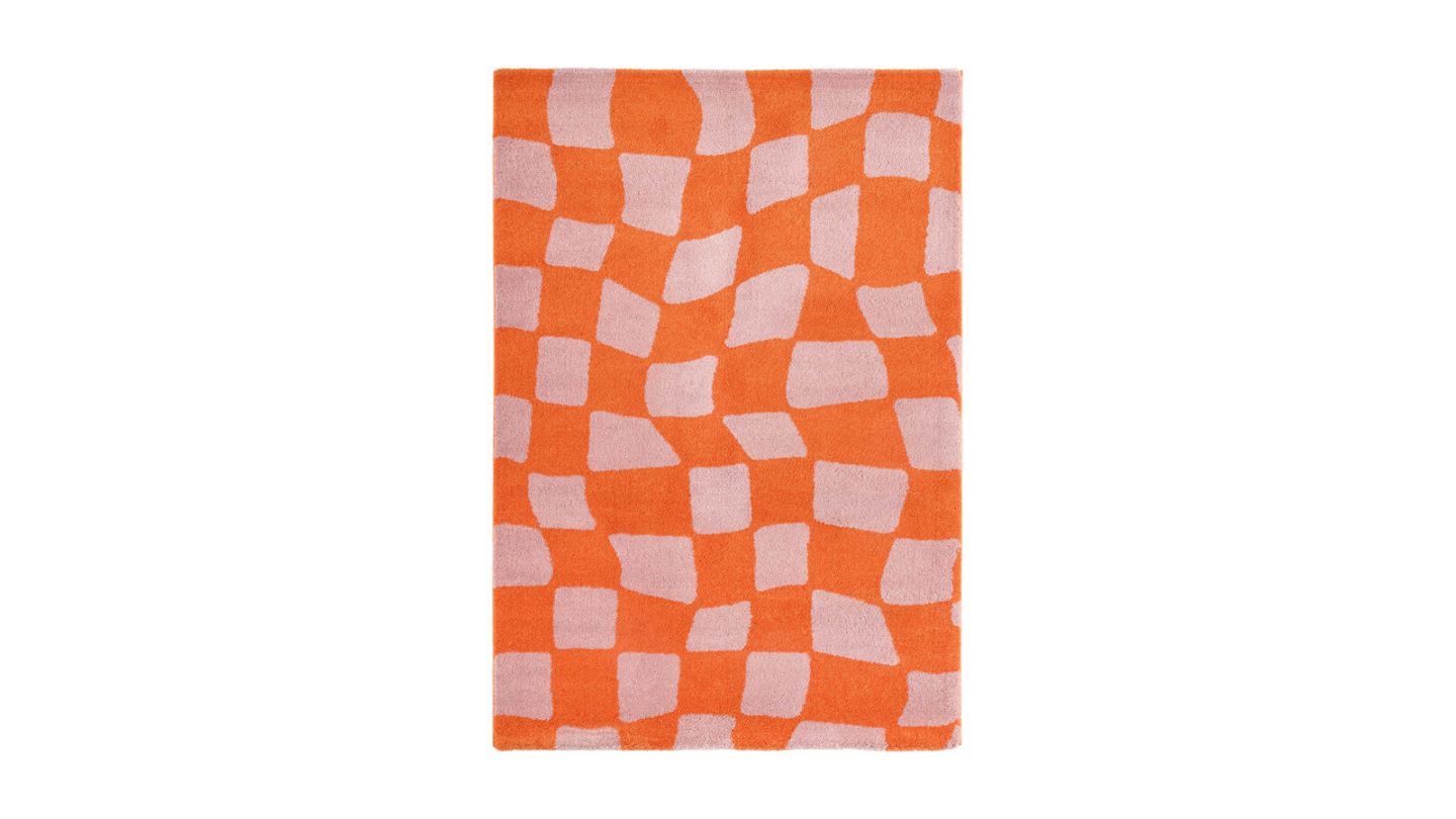 Tapis rétro à damier orange 200x280 cm - Nahia