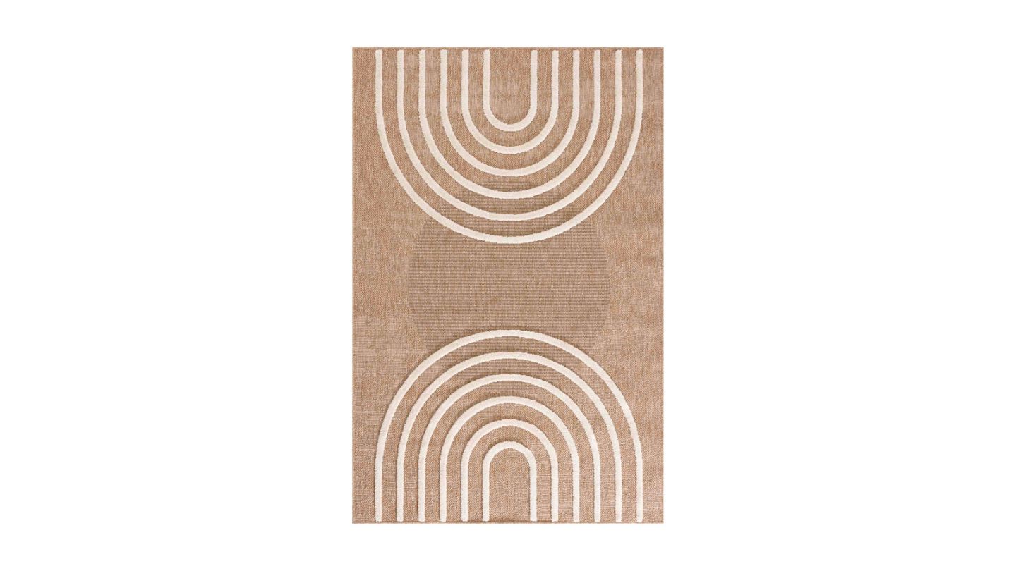 Tapis aspect jute motif arc-de-cercle beige 80x150 cm - Juno