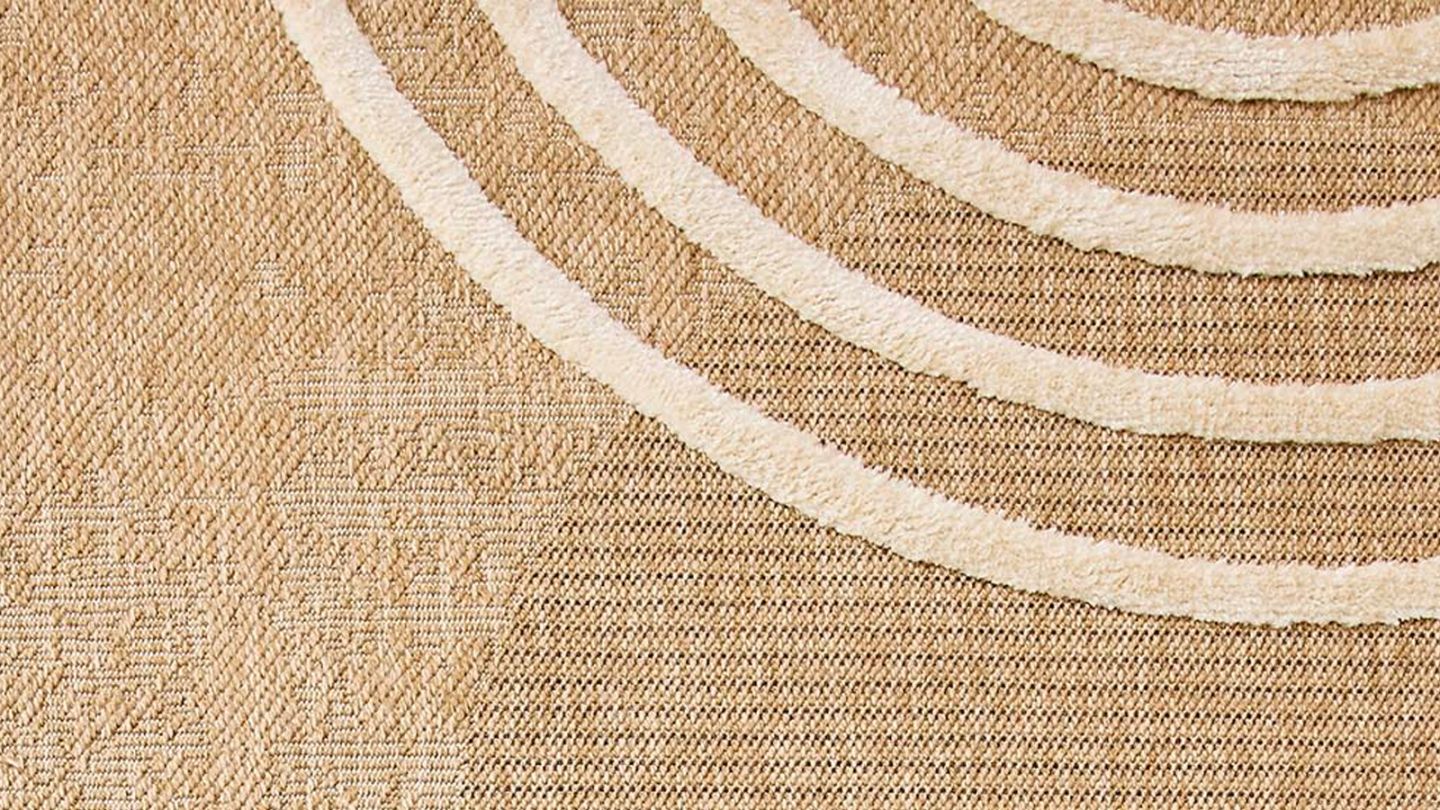 Tapis aspect jute motif arc-de-cercle beige 80x150 cm - Juno