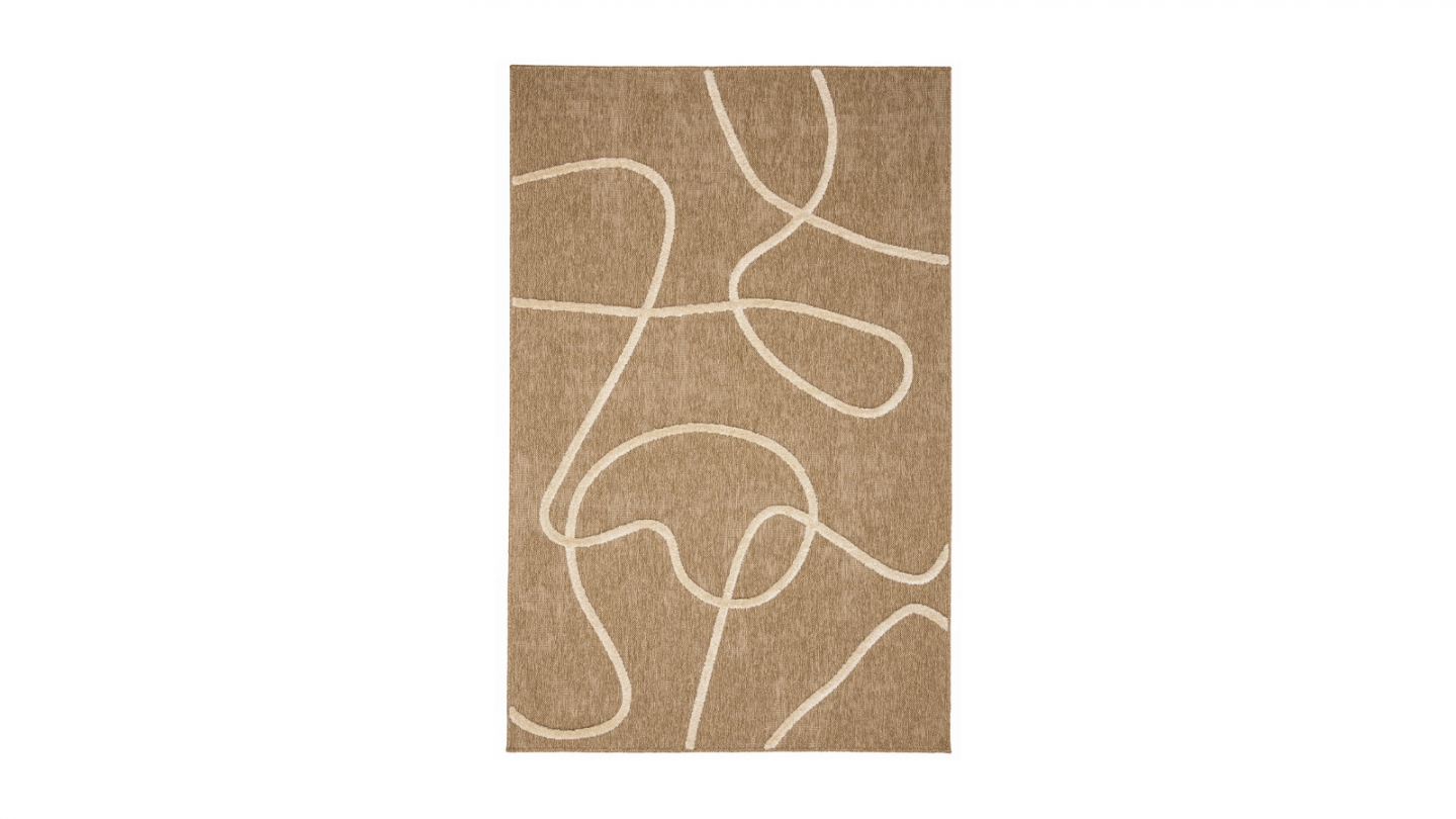 Tapis motif géométrique blanc et naturel 80x150 - Sloane