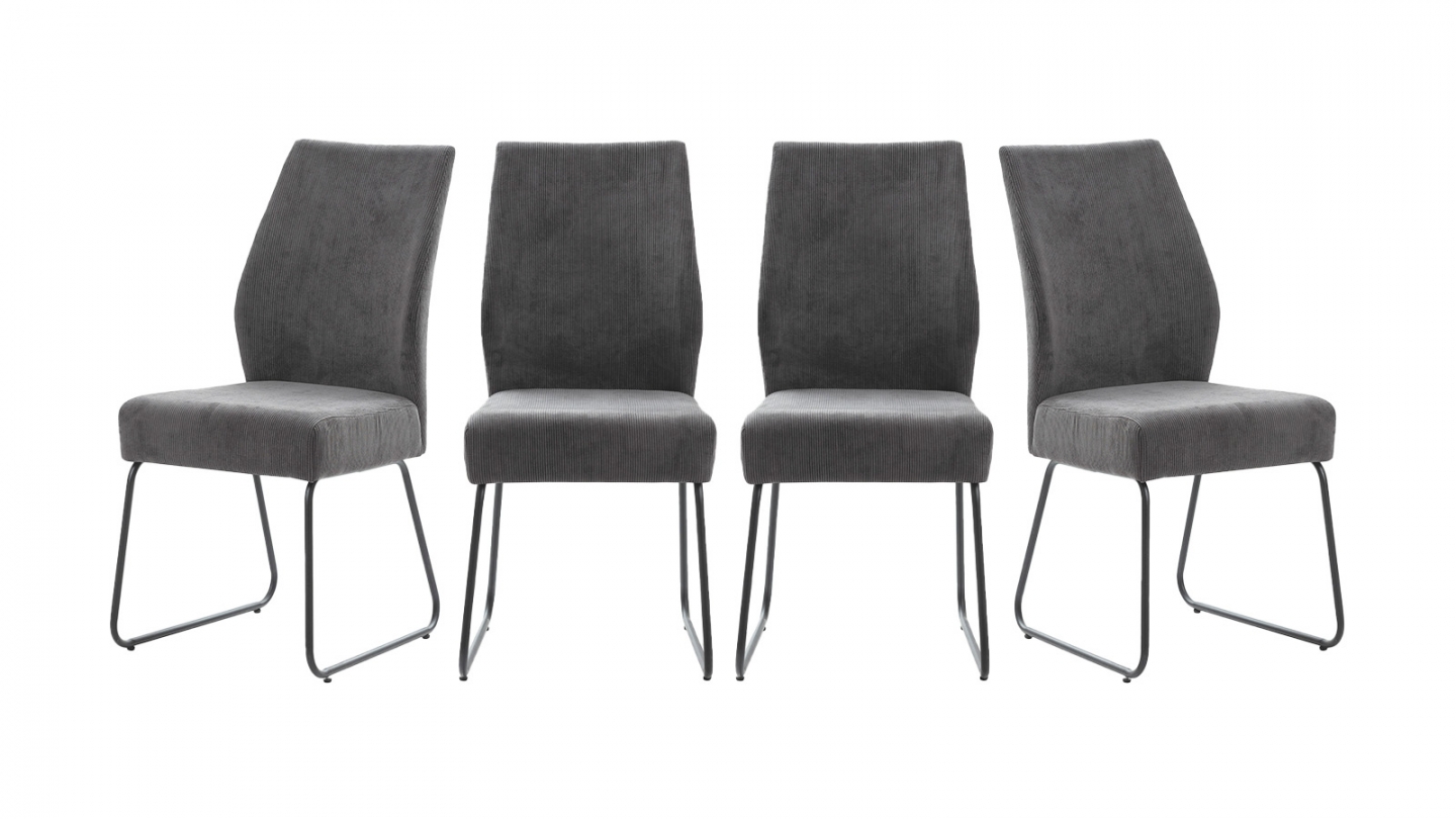 Lot de 4 chaises en velours côtelé gris anthracite - Stuga