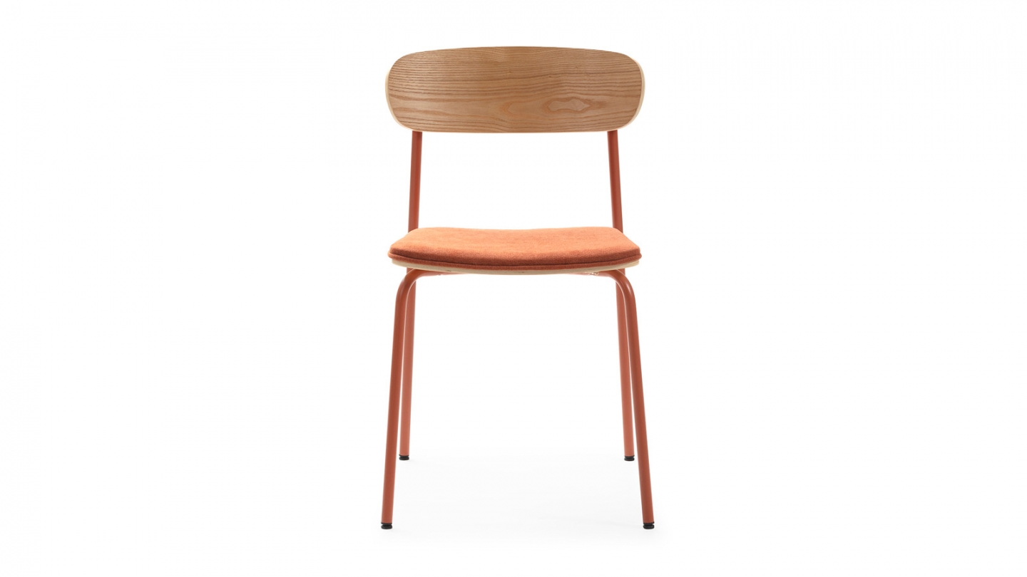 Lot de 2 chaises en tissu terracotta et effet bois - Svala