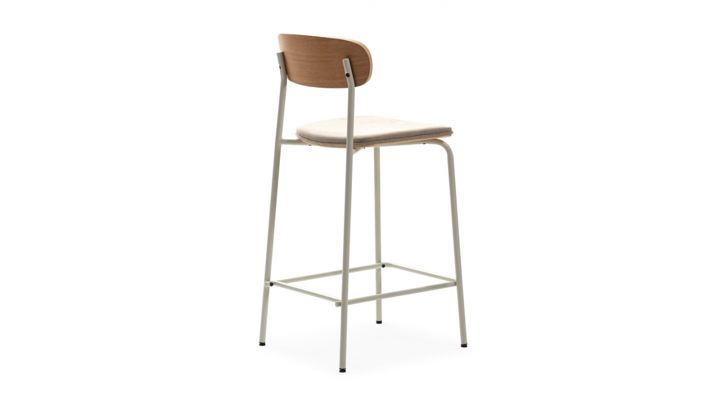 Lot de 2 tabourets de bar en tissu beige et effet bois - Svala