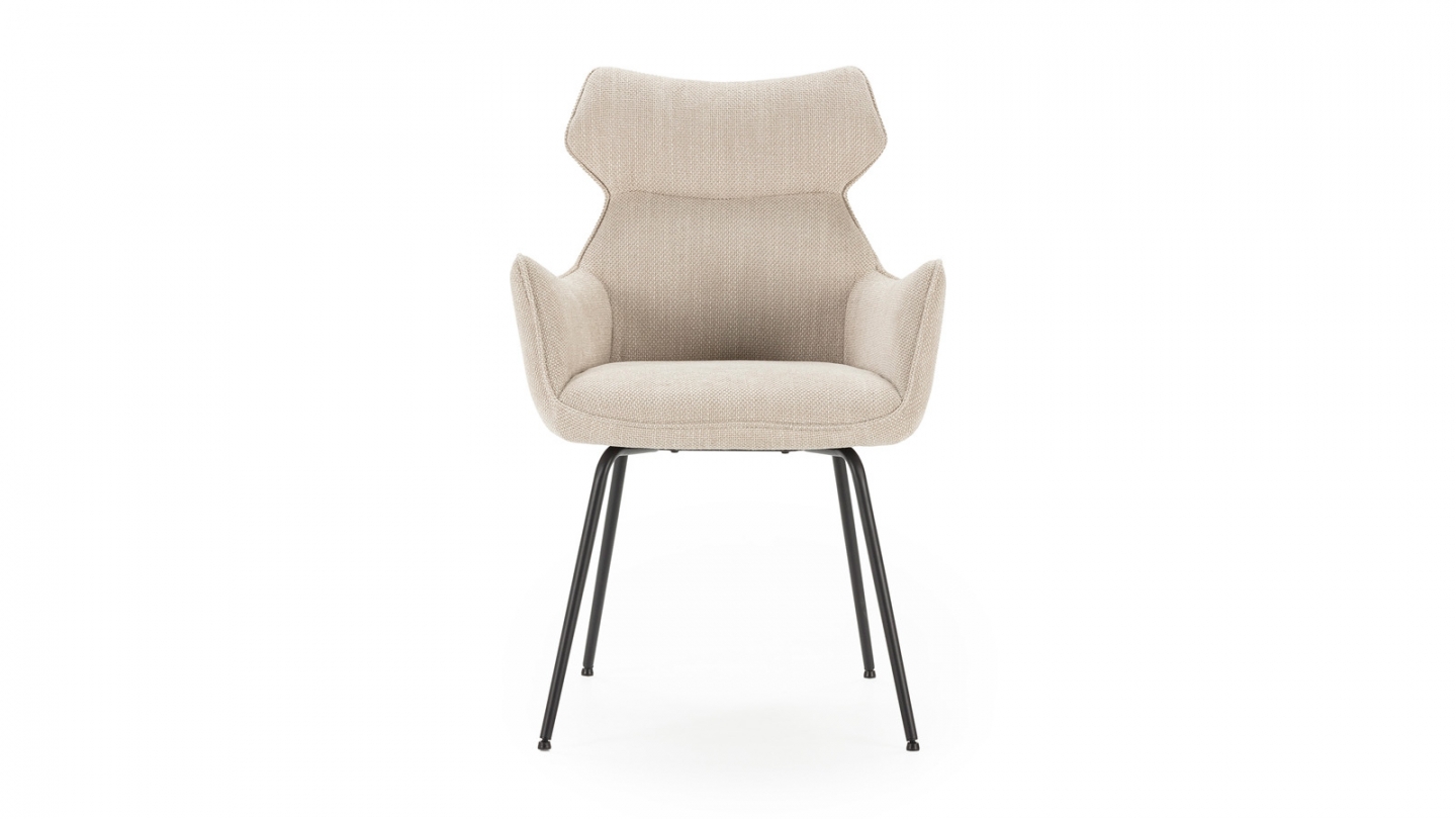 Lot de 2 fauteuils de table en tissu beige - Iconic