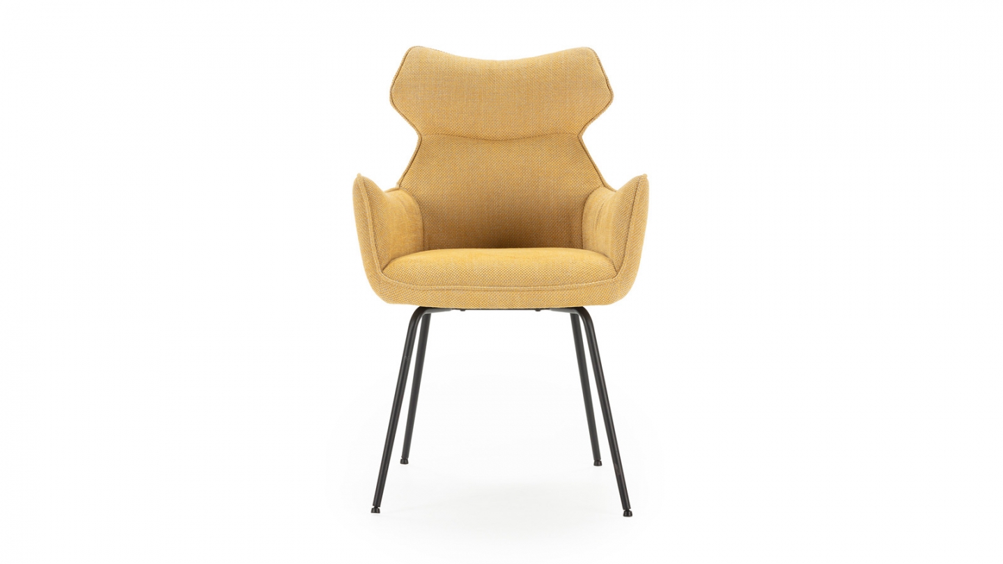 Lot de 2 fauteuils de table en tissu jaune moutarde - Iconic