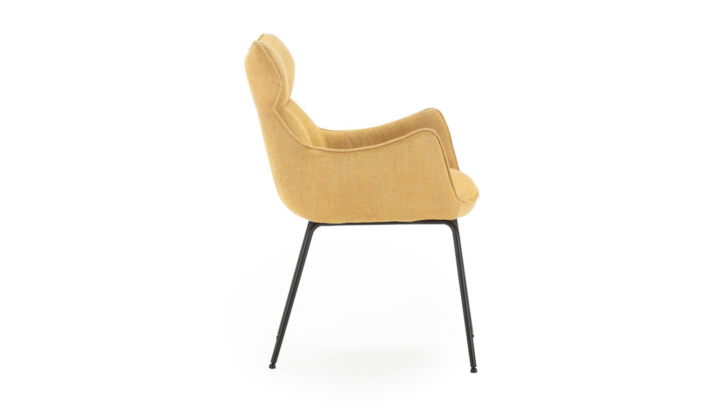 Lot de 2 fauteuils de table en tissu jaune moutarde - Iconic