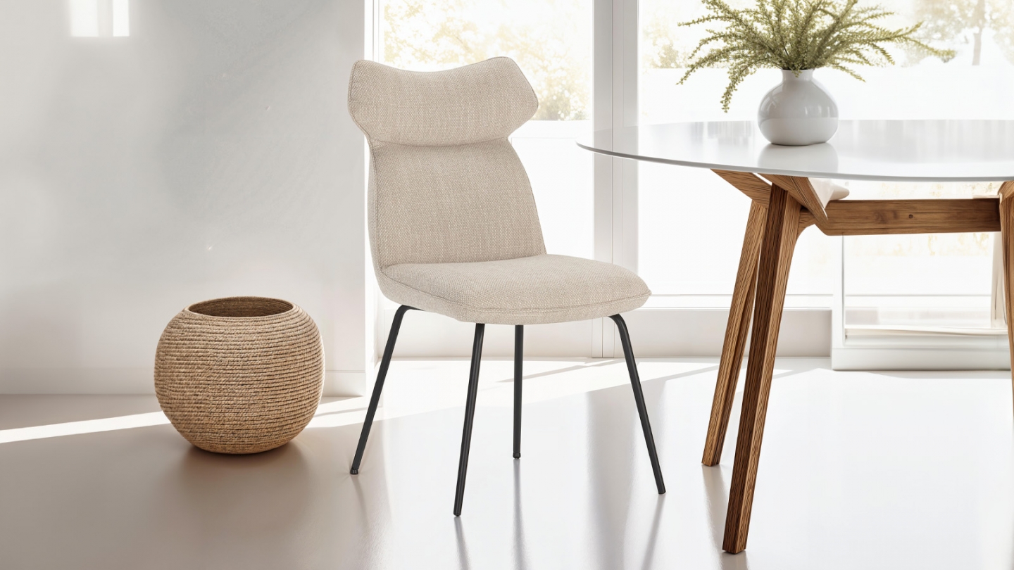 Lot de 2 chaises en tissu beige - Iconic