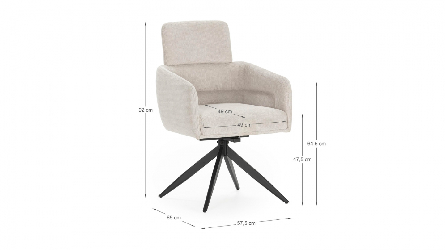 Lot de 2 fauteuils de table pivotants en tissu gris clair - Alvar