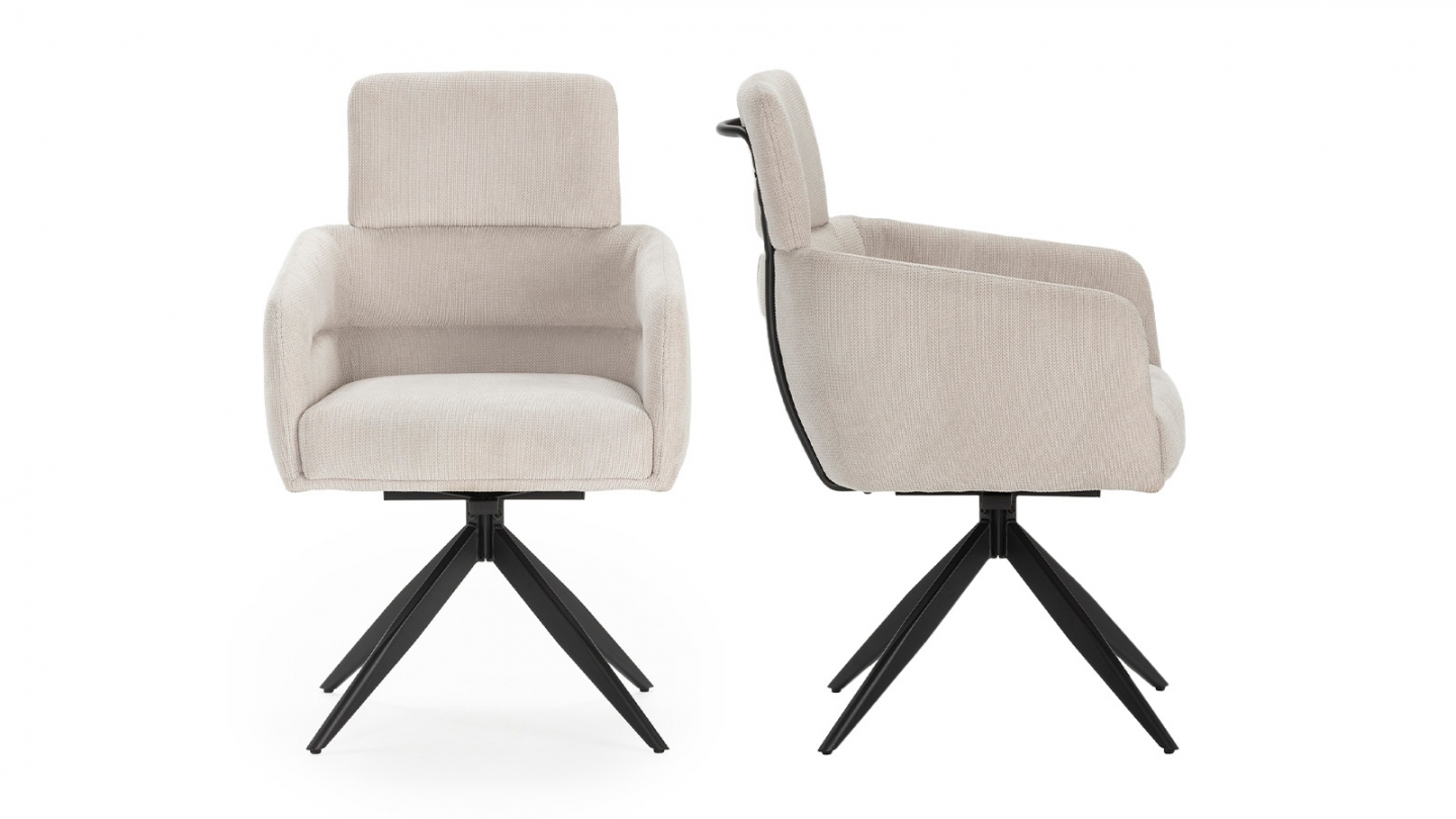 Lot de 2 fauteuils de table pivotants en tissu gris clair - Alvar