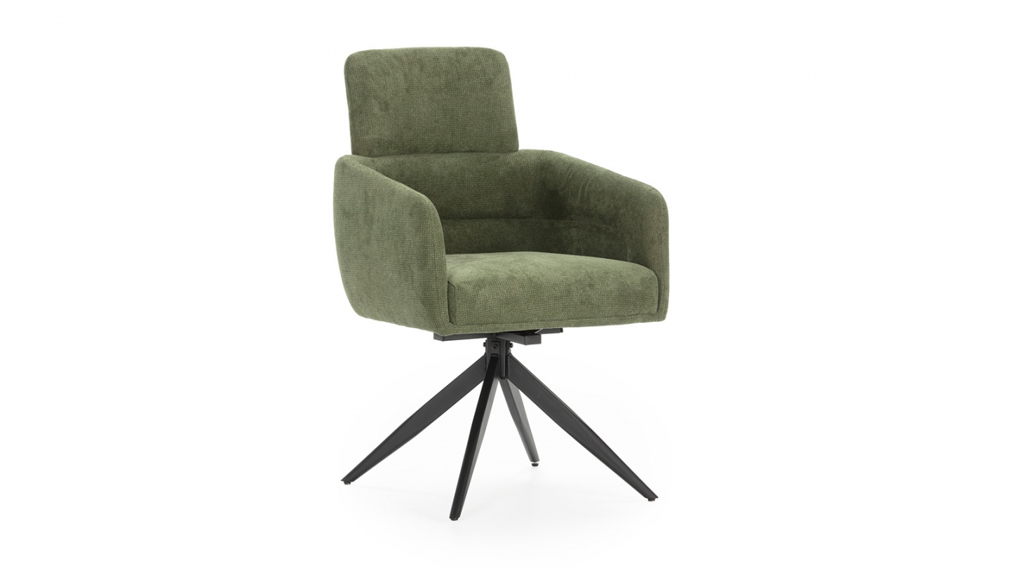 Lot de 2 fauteuils de table pivotants en tissu vert kaki - Alvar