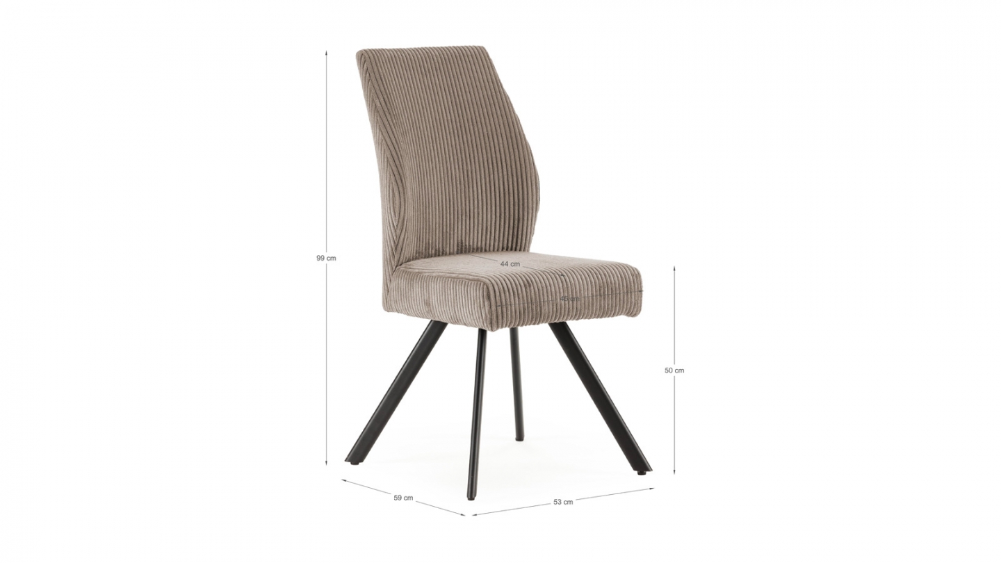 Lot de 4 chaises en velours côtelé gris clair - Lagom