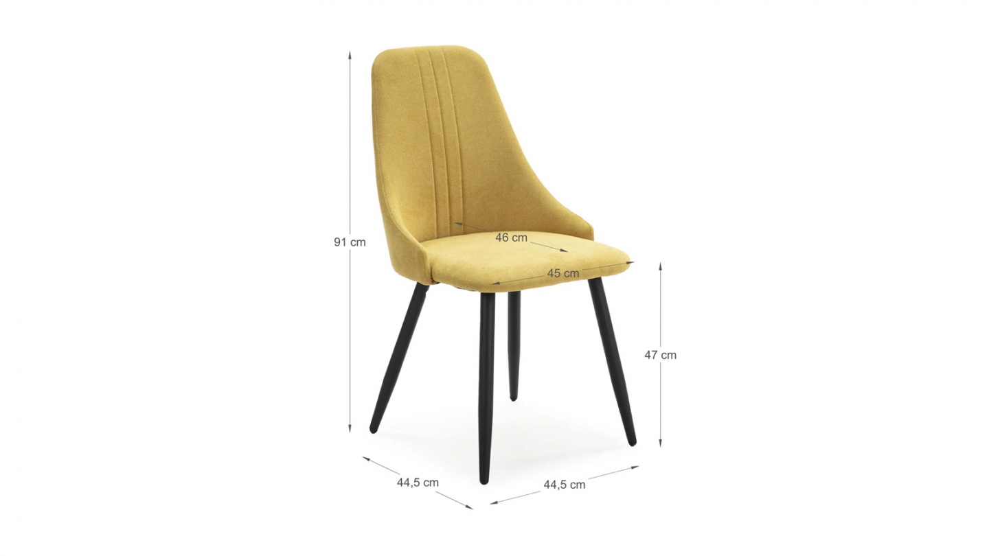 Lot de 4 chaises en tissu jaune - Soan