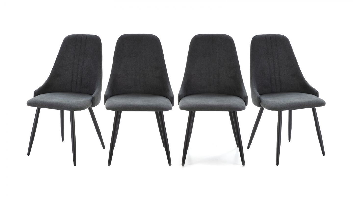 Lot de 4 chaises en tissu gris foncé - Soan