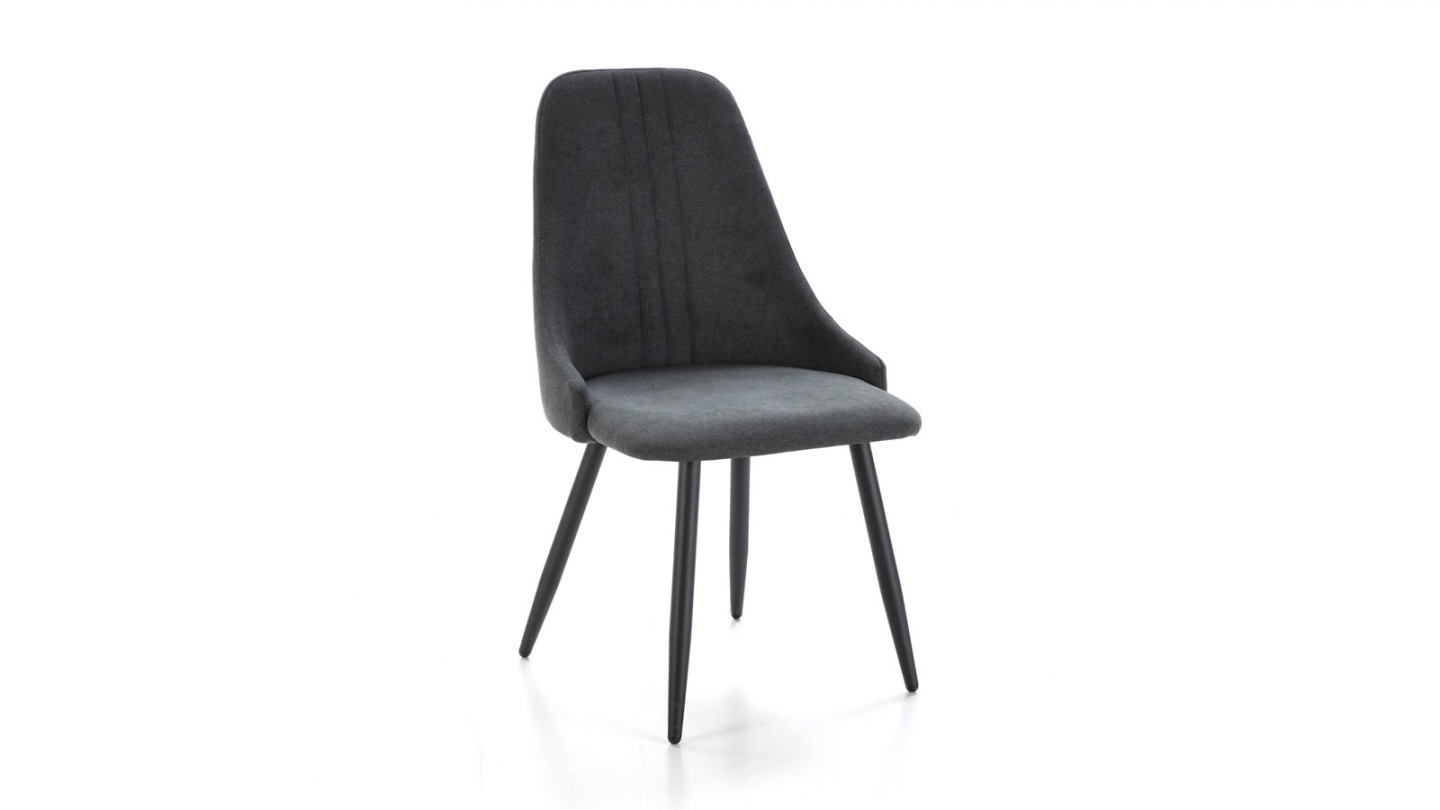 Lot de 4 chaises en tissu gris foncé - Soan